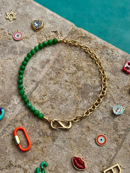 Half chain half gemstone necklace – AVINZIA