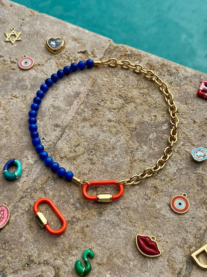 Colorful gemstone half bead necklace – AVINZIA