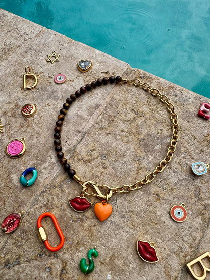 Colorful gemstone half bead necklace – AVINZIA