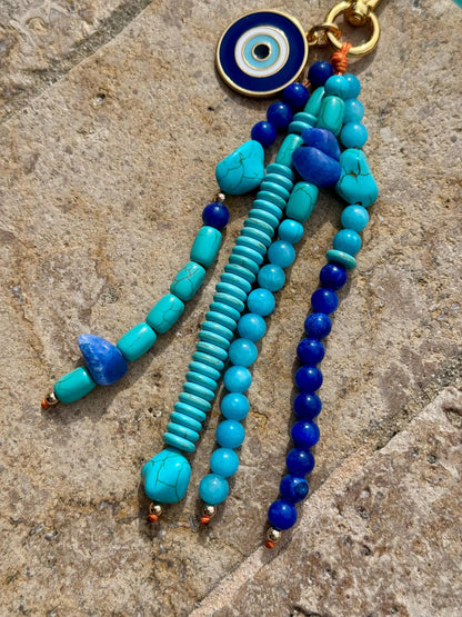 Gemstone beaded keychain and bag charm – AVINZIA