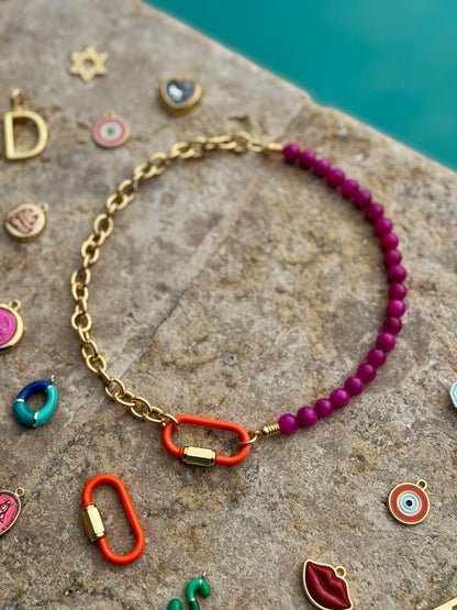 Half bead necklace in turquoise, malachite, jade and more – AVINZIA