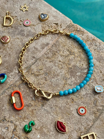 AVINZIA half bead half chain necklace