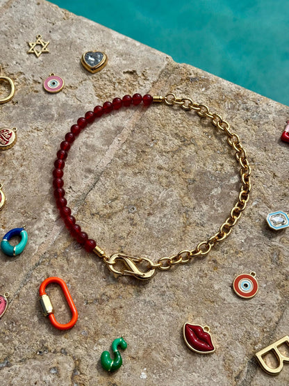 AVINZIA half bead half chain necklace
