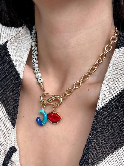 Half bead half chain charm necklace, handmade in Florida – AVINZIA