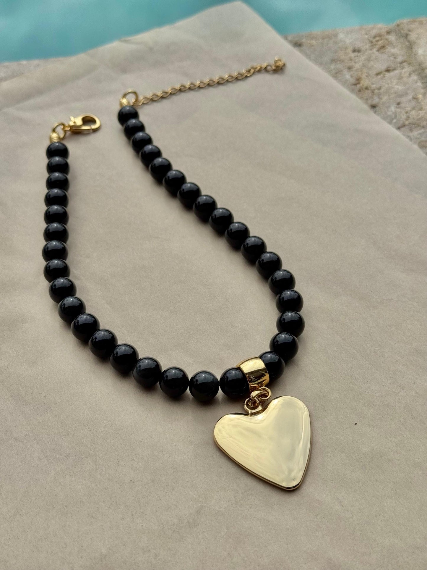 Obsidian Heart Necklace Set