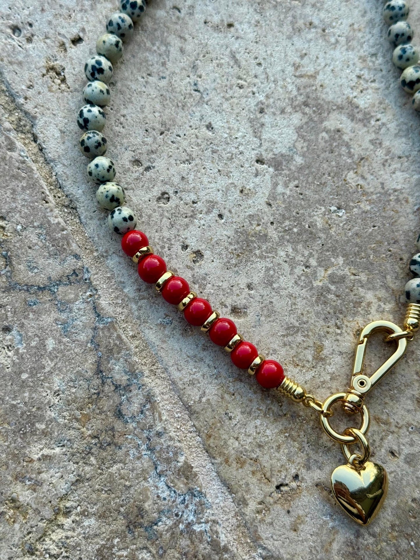 Red and Dalmatian Evil Eye Necklace
