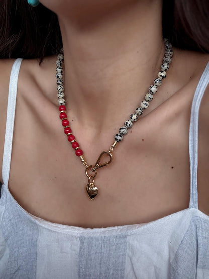 Red and Dalmatian Evil Eye Necklace