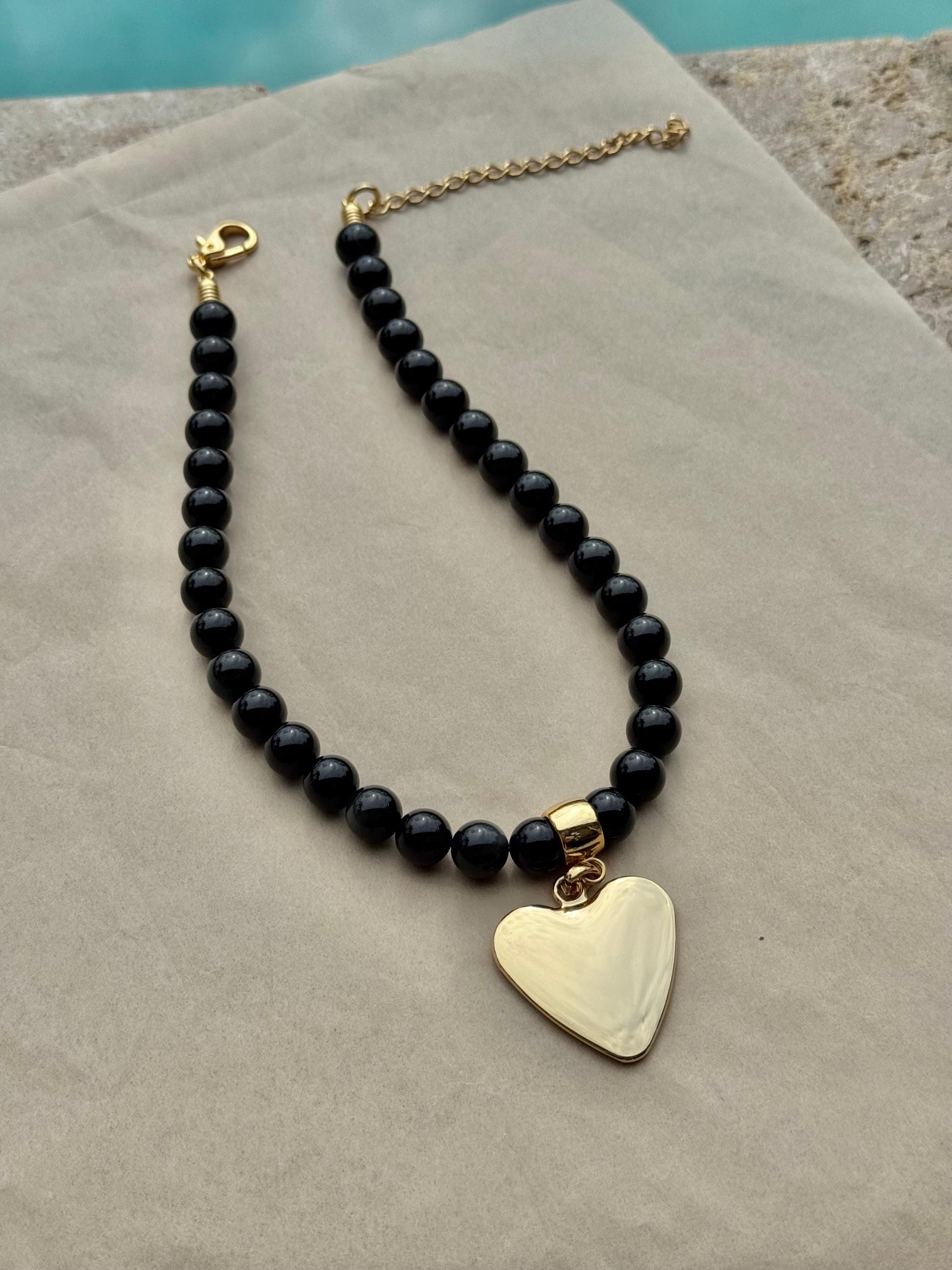 Obsidian Heart Necklace Set