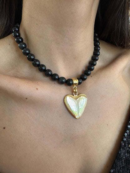 Obsidian Heart Necklace Set