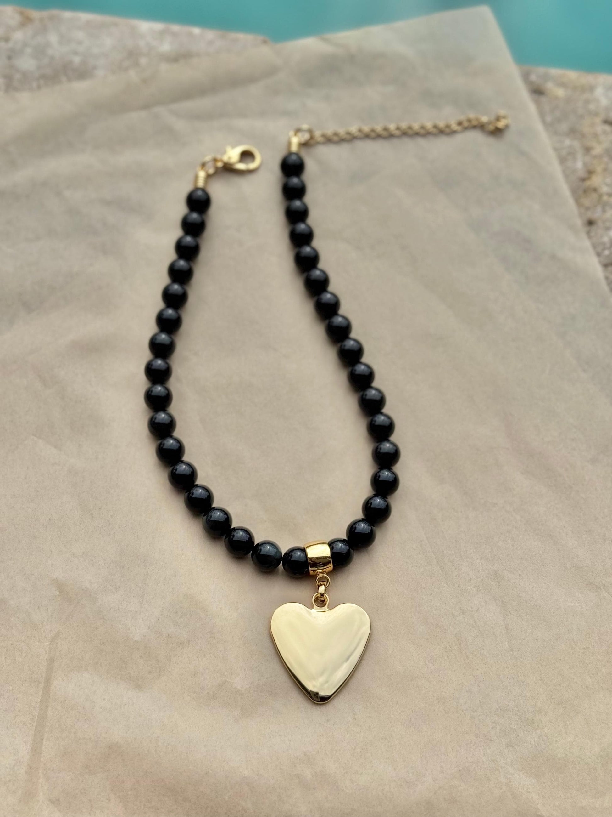 Obsidian Heart Necklace Set
