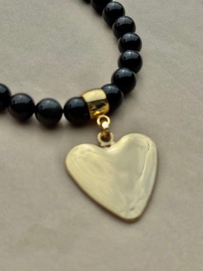 Obsidian Heart Necklace Set