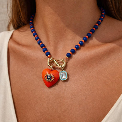Carabiner charm necklace, pick two charms, colorful beaded styles — gift-ready handmade jewelry by AVINZIA