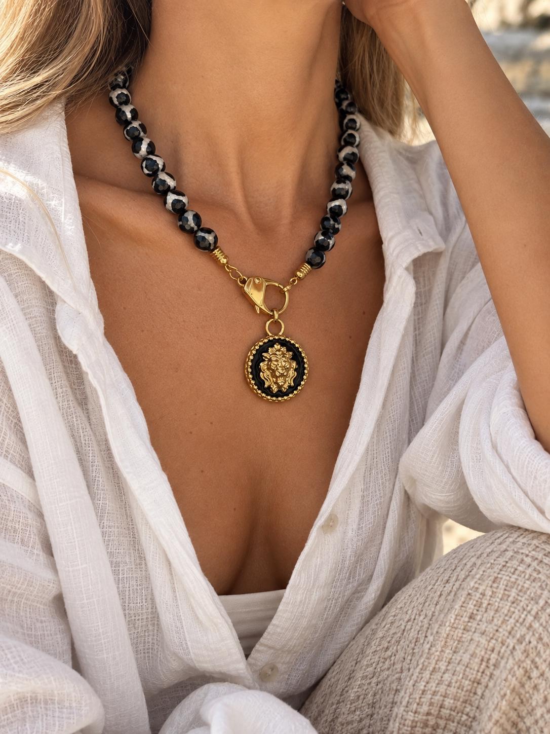 Zebra agate gemstone necklace — handmade in Florida by AVINZIA (photo 2)