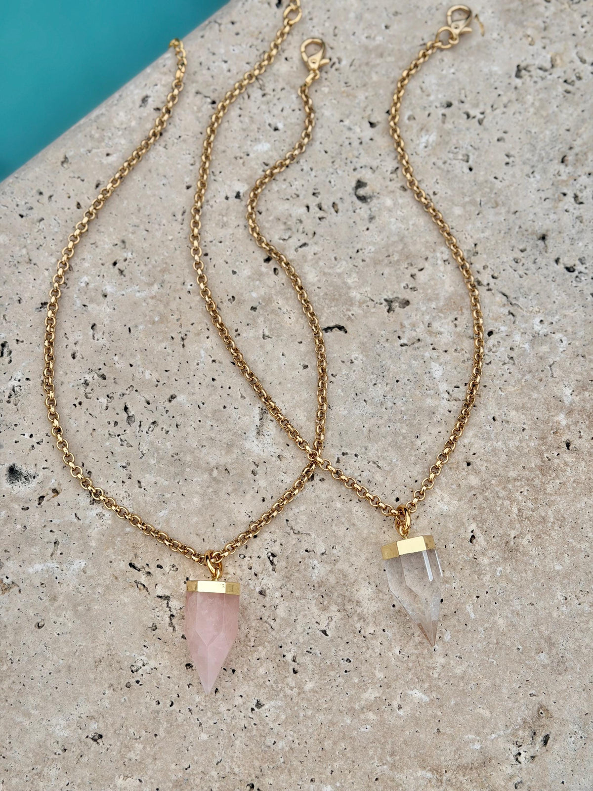 Quartz point layered necklace set — handmade in Florida by AVINZIA (photo 6)