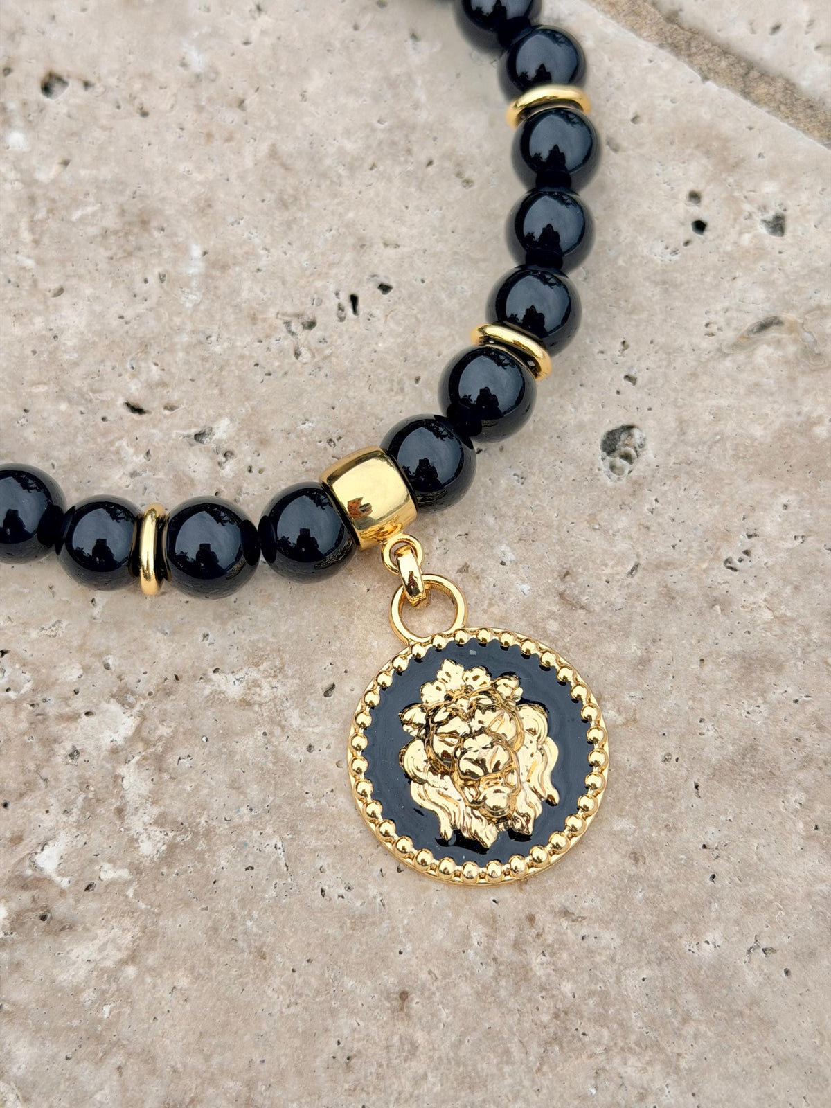 Black onyx lion necklace — handmade in Florida by AVINZIA (photo 6)