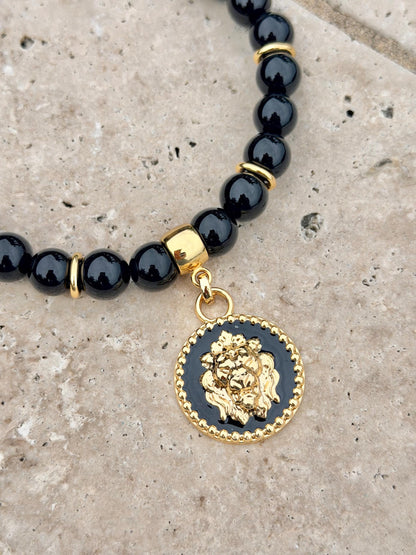 Black onyx lion necklace — handmade in Florida by AVINZIA (photo 6)