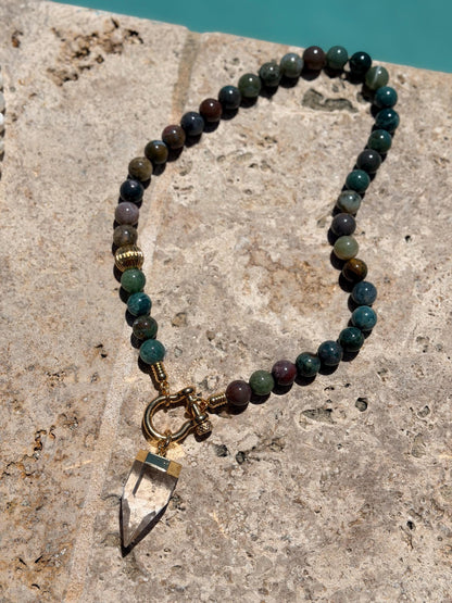 Clear quartz horseshoe clasp necklace — handmade in Florida by AVINZIA (photo 11)