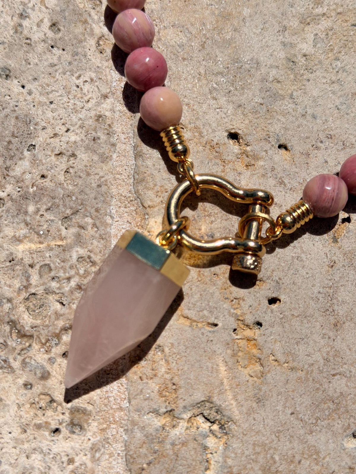 Clear quartz horseshoe clasp necklace — handmade in Florida by AVINZIA (photo 7)