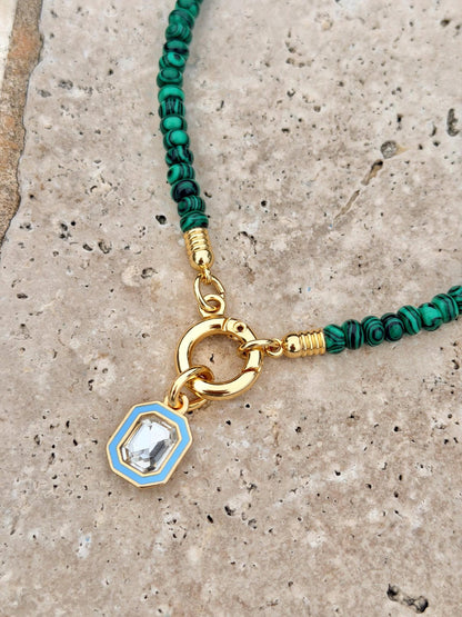 Malachite-look green beaded necklace — handmade in Florida by AVINZIA (photo 5)