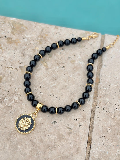 Black onyx lion necklace — handmade in Florida by AVINZIA (photo 7)