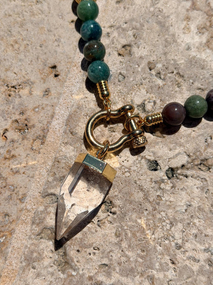 Clear quartz horseshoe clasp necklace — handmade in Florida by AVINZIA (photo 6)