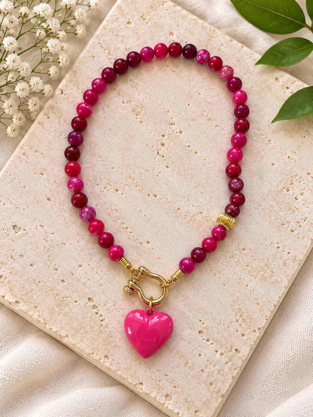 Puffy heart charm necklace — handmade in Florida by AVINZIA (photo 3)