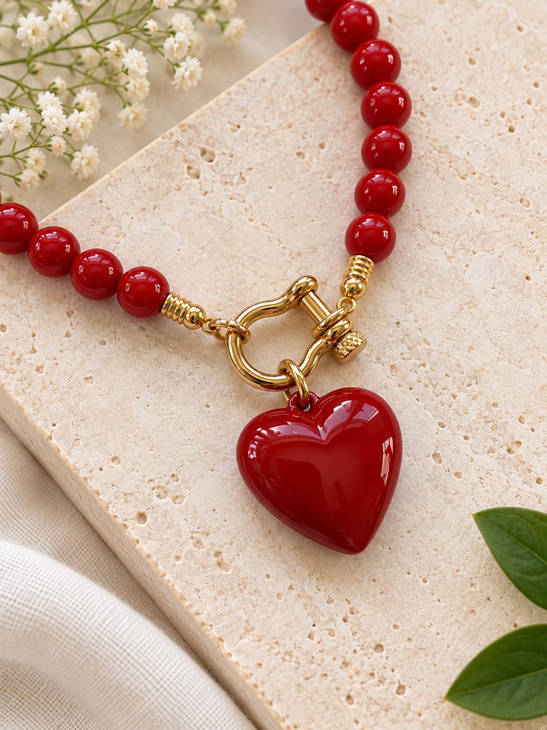 Puffy heart charm necklace — handmade in Florida by AVINZIA (photo 2)