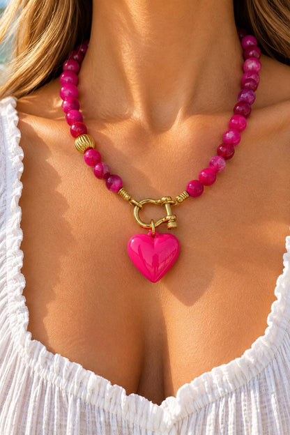 Puffy heart charm necklace — handmade in Florida by AVINZIA (photo 6)