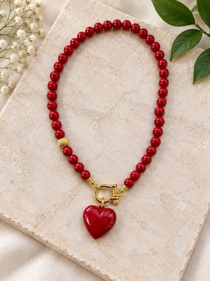 Puffy heart charm necklace — handmade in Florida by AVINZIA (photo 7)