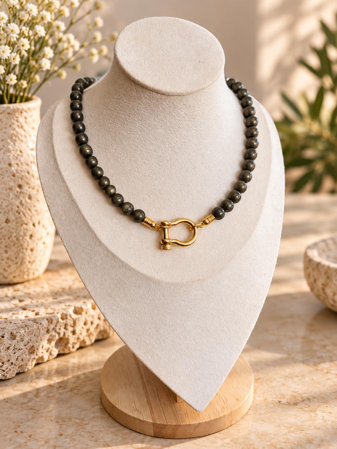 Gemstone shackle necklace — handmade in Florida by AVINZIA (photo 4)