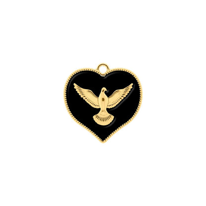 30mm Black Heart Holy Spirit Dove Charm