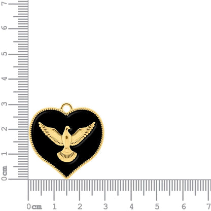 30mm Black Heart Holy Spirit Dove Charm