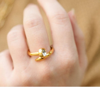 Gold Stackable Ring | Hardware Ring | Spike Ring | Stud Ring | Gold Minimalist Ring for Women | Stack Ring