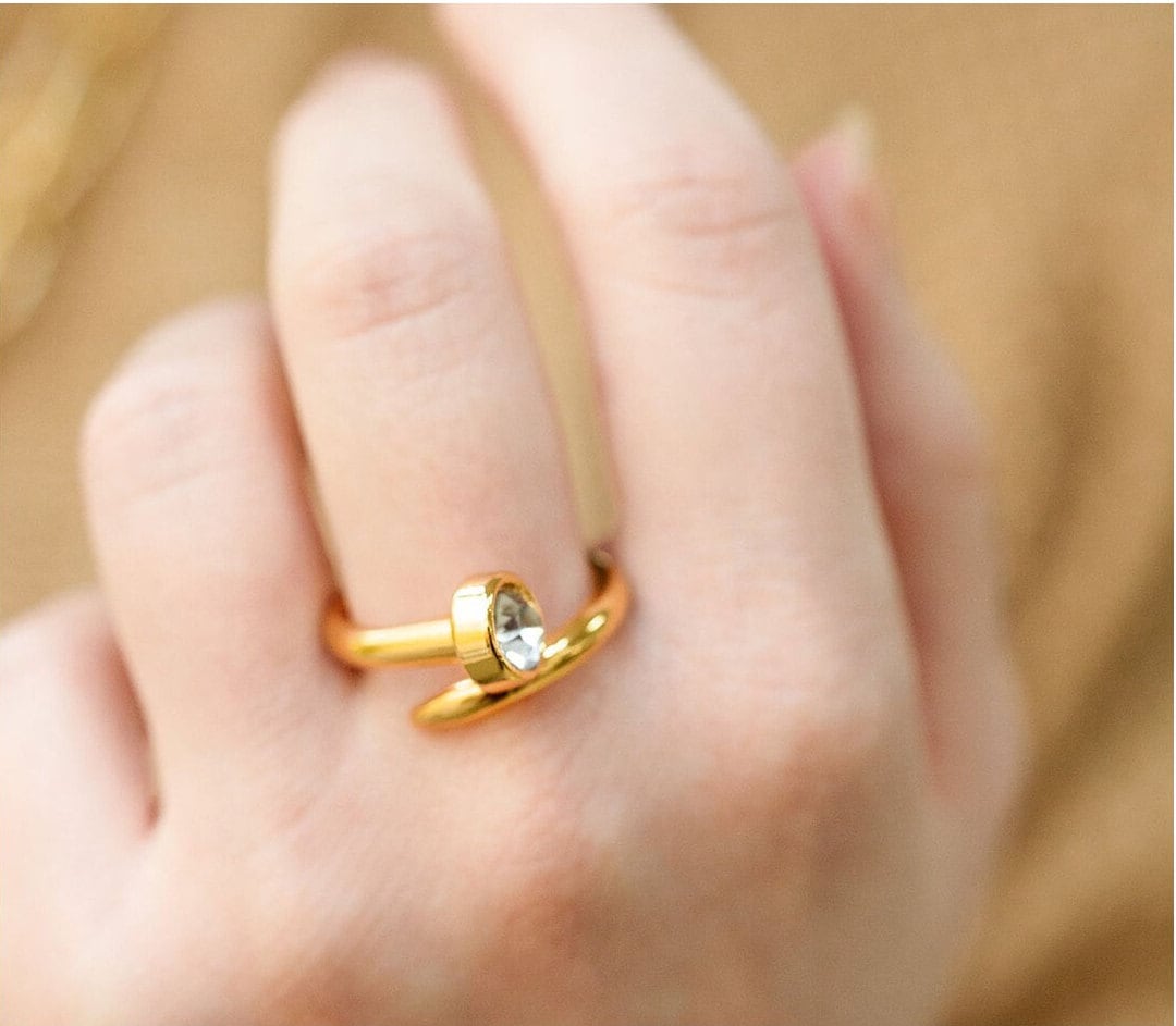 Gold Stackable Ring | Hardware Ring | Spike Ring | Stud Ring | Gold Minimalist Ring for Women | Stack Ring